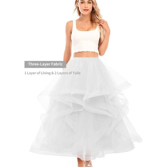 Long Tulle Skirts for Women Formal Tutu Puffy White - Picture 3 of 6